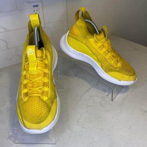 Under Armour Curry TB 8 Flow Smooth Butter Yellow White Men's Shoe 7y Euro 40